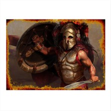 Bedeko Savaşçı Desenli Ahşap Tablo 35 cm x 50 cm