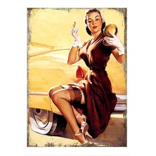 Jartiyer Çoraplı Kadın Hediyelik Ahşap Tablo 35 cm x 50 cm