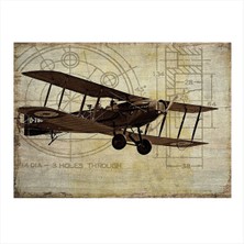 Bedeko Tek Pervaneli Uçak Desenli Mdf Tablo 35 cm x 50 cm