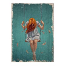 Bedeko Ahşap Tablo 35 cm x 50 cm Hayal Dünyasındaki Kız