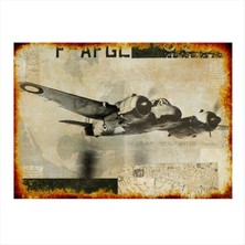 Bedeko Retro Uçak Hediyelik Ahşap Tablo 35 cm x 50 cm