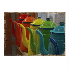 Bedeko Renkli Çaydanlıklar Modern Ahşap Tablo 35 cm x 50 cm