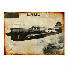 Bedeko 2. Dünya Savaş Uçağı Model Ahşap Tablo 35 cm x 50 cm