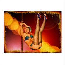 Bedeko Halat ve Pin Up Kızı Tasarım Ahşap Tablo 35 cm x 50 cm