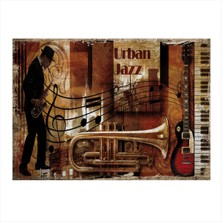 Bedeko Caz Müzik Hediyelik Ahşap Tablo 35 cm x 50 cm