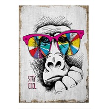 Bedeko Renkli Gözlüklü Köpek Mdf Tablo 35 cm x 50 cm