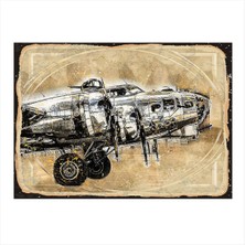 Bedeko Eski Uçak Hediyelik Mdf Tablo 35 cm x 50 cm