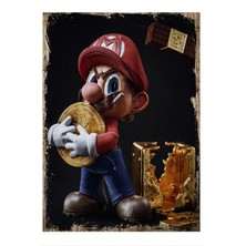 Bedeko Super Mario ve Bitcoin Desenli Mdf Tablo 35 cm x 50 cm