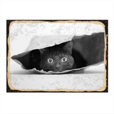 Bedeko Kese Kağıdındaki Siyah Kedi Model Mdf Tablo 35 cm x 50 cm