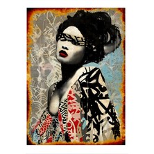 Kadın ve Sözcükler Desenli Ahşap Tablo 35 cm x 50 cm