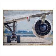 Bedeko Yolcu Uçağı Tasarım Ahşap Tablo 35 cm x 50 cm