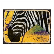 Bedeko Sarı Fon Zebra Tasarım Ahşap Tablo 35 cm x 50 cm