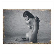 Bedeko Sırtı Dönük Nü Kadın Dekoratif Ahşap Tablo 35 cm x 50 cm