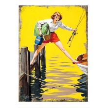 Tehlikeli Hareket Kadın Modern Ahşap Tablo 35 cm x 50 cm