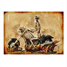 Bedeko Motorsikletli Iskelet Tasarım Ahşap Tablo 35 cm x 50 cm