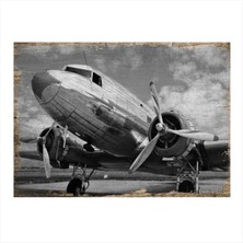 Bedeko Siyah Beyaz Uçak Art Mdf Poster 35 cm x 50 cm