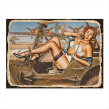 Bedeko Jeep ve Kadın Model Mdf Tablo 35 cm x 50 cm