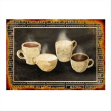 Bedeko Kahve Fincanları Modern Ahşap Tablo 35 cm x 50 cm