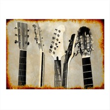 Bedeko Çeşitli Gitarlar Tasarım Ahşap Tablo 35 cm x 50 cm