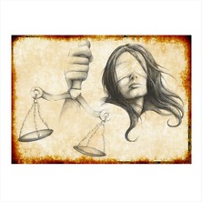 Bedeko Adalet Heykeli Tasarım Ahşap Tablo 35 cm x 50 cm