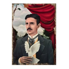 Güvercin ve Adam Art Mdf Poster 35 cm x 50 cm