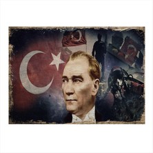 Bedeko Mustafa Kemal Atatürk Hediyelik Ahşap Tablo 35 cm x 50 cm