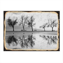 Bedeko Siyah Beyaz Manzara Modern Mdf Tablo 35 cm x 50 cm