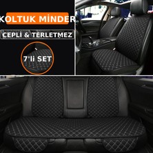 Nissan Tiida Sedan 2005–2013 Uyumlu 7 Parça Kapitone Araba Koltuk Kumaş Kumaş Siyah Beyaz - Kaymaz | Trobus