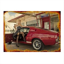 Bedeko Spor Araba ve Kadın Hediyelik Ahşap Tablo 35 cm x 50 cm