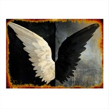 Bedeko Siyah Beyaz Kanat Dekoratif Mdf Tablo 35 cm x 50 cm