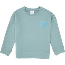 U.S. Polo Assn. Kız Çocuk Mint Simli Baskı Detaylı Bisiklet Yaka Basic Sweatshirt 50314289-VR090