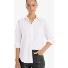 DeFacto Oversize Geniş Kalıp Poplin Uzun Kollu Gömlek T8735AZ25AU