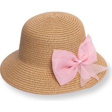Hellobaby Kız Bebek Kurdeleli Hasır Bucket Şapka