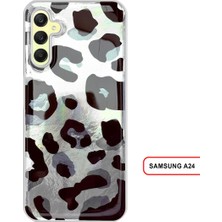 Samsung Galaxy A24 Uyumlu Lüks Leopar Desenli Silikon Telefon Kılıfı