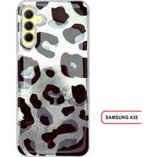 Samsung Galaxy A35 Uyumlu Lüks Leopar Desenli Silikon Telefon Kılıfı