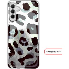 Samsung Galaxy A55 Uyumlu Lüks Leopar Desenli Silikon Telefon Kılıfı