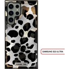 Samsung Galaxy S23 Ultra Uyumlu Lüks Leopar Desenli Silikon Telefon Kılıfı
