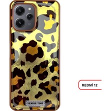 Redmi 12 Uyumlu Lüks Leopar Desenli Silikon Telefon Kılıf