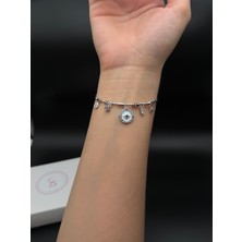 Gümüş Kaplama Pusula Model Charm Bileklik , Zarif Gümüş Kutup Yıldızı Kelepçe Bileklik