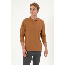 U.S. Polo Assn. Erkek Regular Fit Polo Yaka Camel Basic Sweatshirt 50313772-VR233
