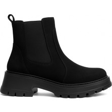 Kadın Gerçek Hakiki Nubuk Deri Lastikli Kısa Chelsea Bot