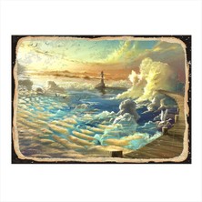 Bedeko Deniz Feneri ve Bulutlar Art Mdf Tablo 35 cm x 50 cm
