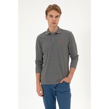 U.S. Polo Assn. Erkek Regular Fit Polo Yaka Antrasit Melanj Basic Sweatshirt 50313772-VR081