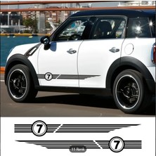 Araç Yan Şerit Sticker – 7 Numara Yarış Çizgili Kapı Sticker (2’li Set)