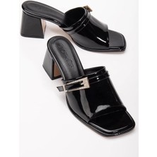 Ziva Siyah Rugan Topuklu Terlik