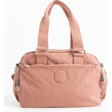 Sanmorris Unisex Krinkıl Kumaş Pembe Renkli Omuz ve Çapraz Askılı Çanta