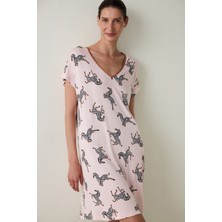 Penti Kadın Kısa Kollu Gecelik Açık Pembe Renk ve Kolajen Kumaş ile Yumuşak Konfor