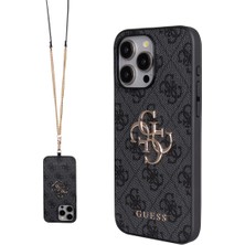 iPhone 15 Pro Max Uyumlu Kılıf Guess Lisanslı 4g Büyük Metal Logolu Askılı Kapak Siyah