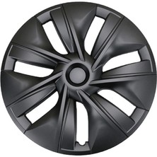 Tesla Model Y Uyumlu Jant Kapağı 19'' Oem Tip Mat Siyah Beyaz T Göbek (4 Adet )