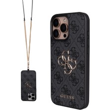iPhone 16 Pro Max Uyumlu Kılıf Guess Lisanslı 4g Büyük Metal Logolu Askılı Kapak Siyah